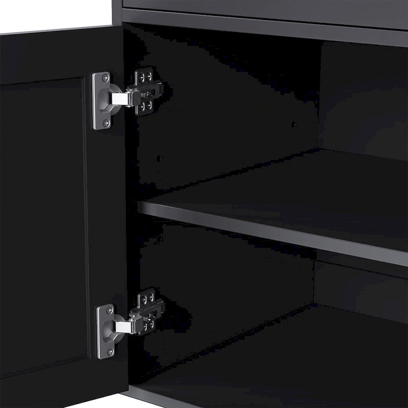 TV Stand with Gourd-Shaped Legs for TVs Up to 70,Entertainment Center with Bookshelves & Glass Doors,Adjustable Shelves