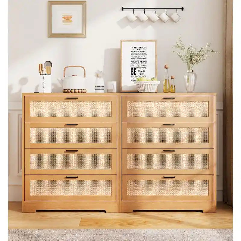 Rattan 4 Drawer Dresser for Bedroom