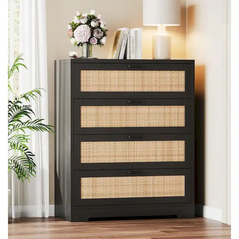 Rattan 4 Drawer Dresser for Bedroom