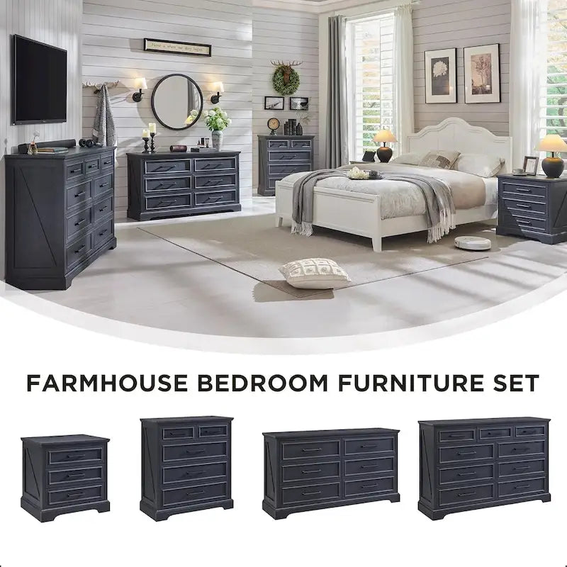 Farmhouse 5 Drawer Dresser for Bedroom, Modern Chest of Drawers