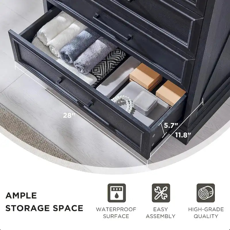 Farmhouse 5 Drawer Dresser for Bedroom, Modern Chest of Drawers