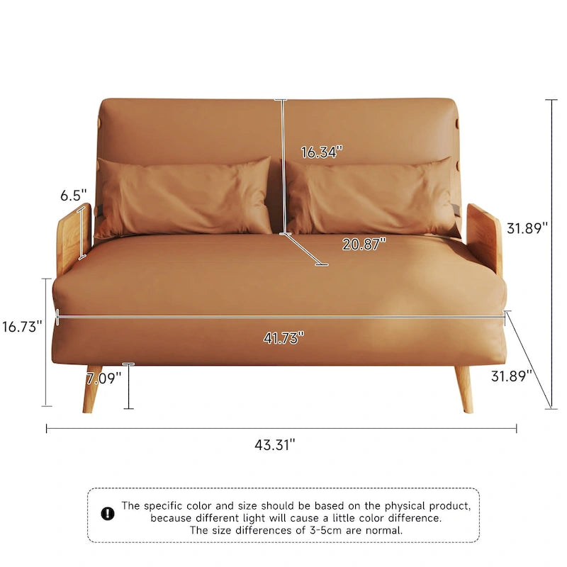 JASIWAY 43.3 Upholstered Loveseat Sofa Bed, Beige