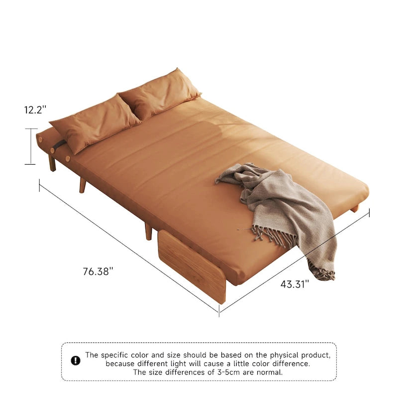 JASIWAY 43.3 Upholstered Loveseat Sofa Bed, Beige