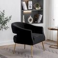 Modern Velvet Accent Arm Vanity Chair with Wingback Design & Gold Legs