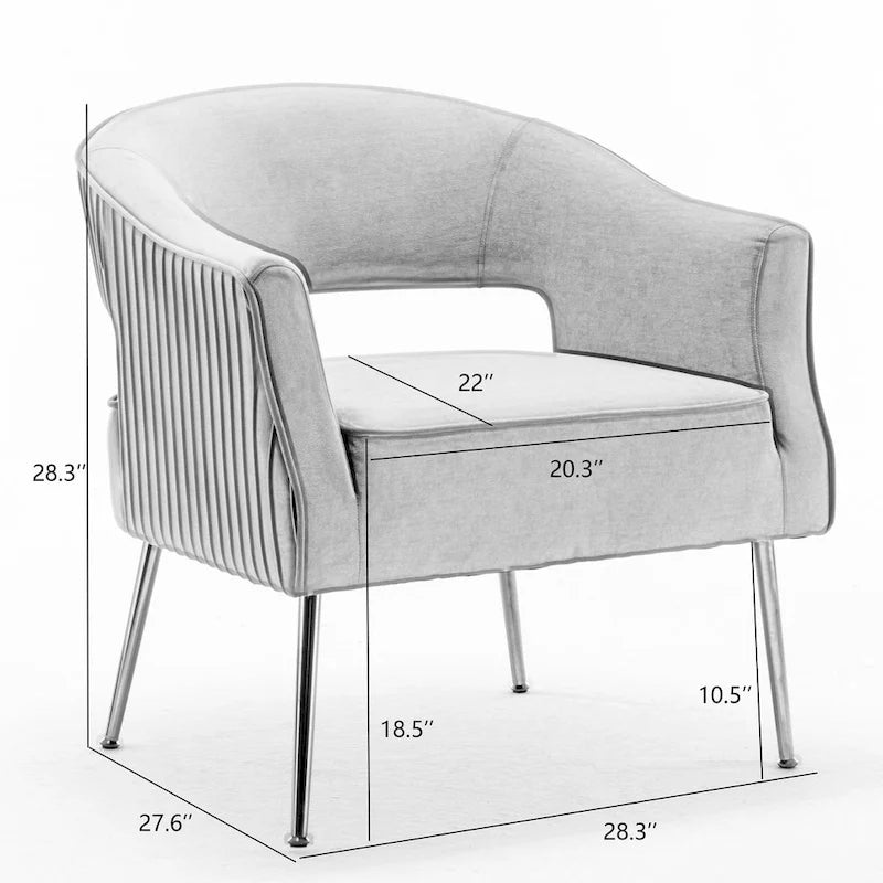 Modern Velvet Accent Arm Vanity Chair with Wingback Design & Gold Legs
