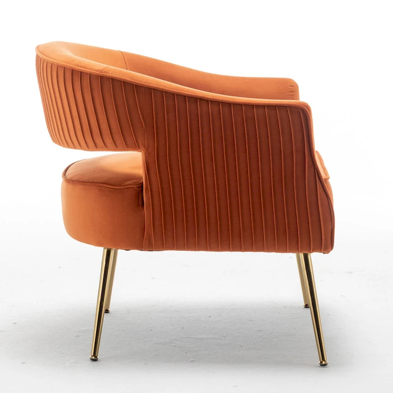 Modern Velvet Accent Arm Vanity Chair with Wingback Design & Gold Legs