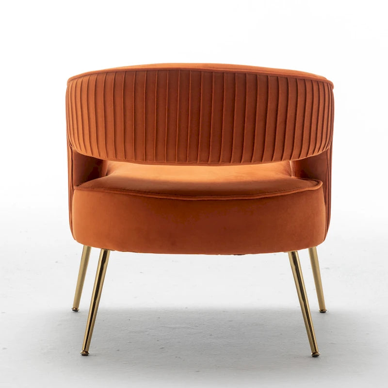 Modern Velvet Accent Arm Vanity Chair with Wingback Design & Gold Legs