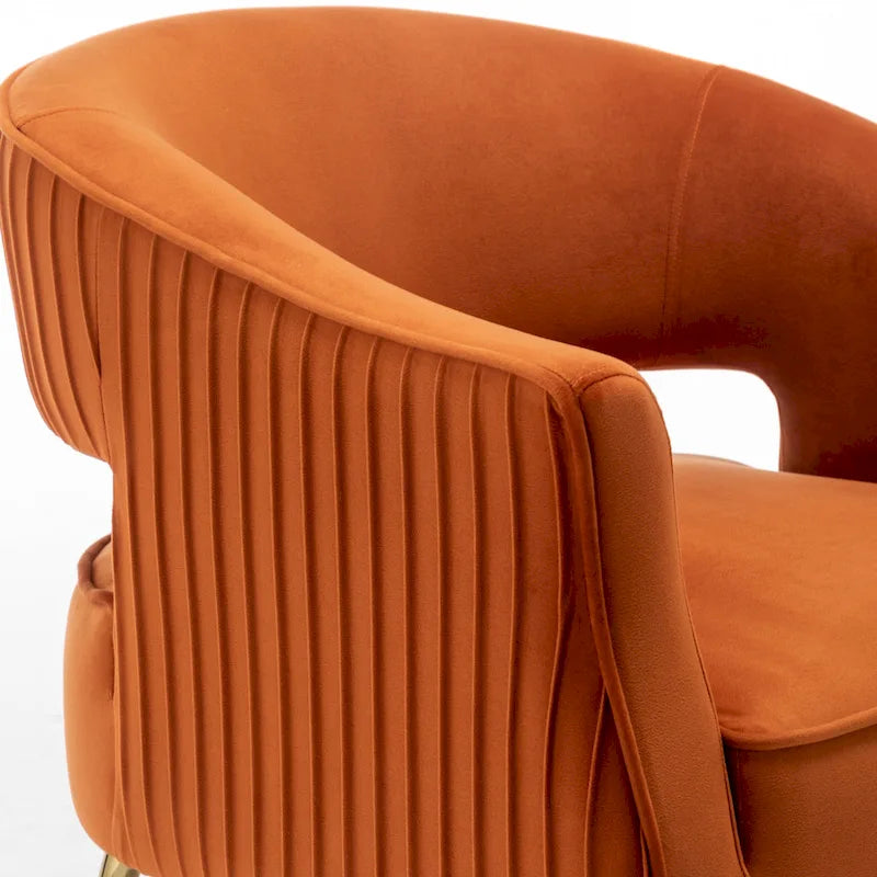 Modern Velvet Accent Arm Vanity Chair with Wingback Design & Gold Legs