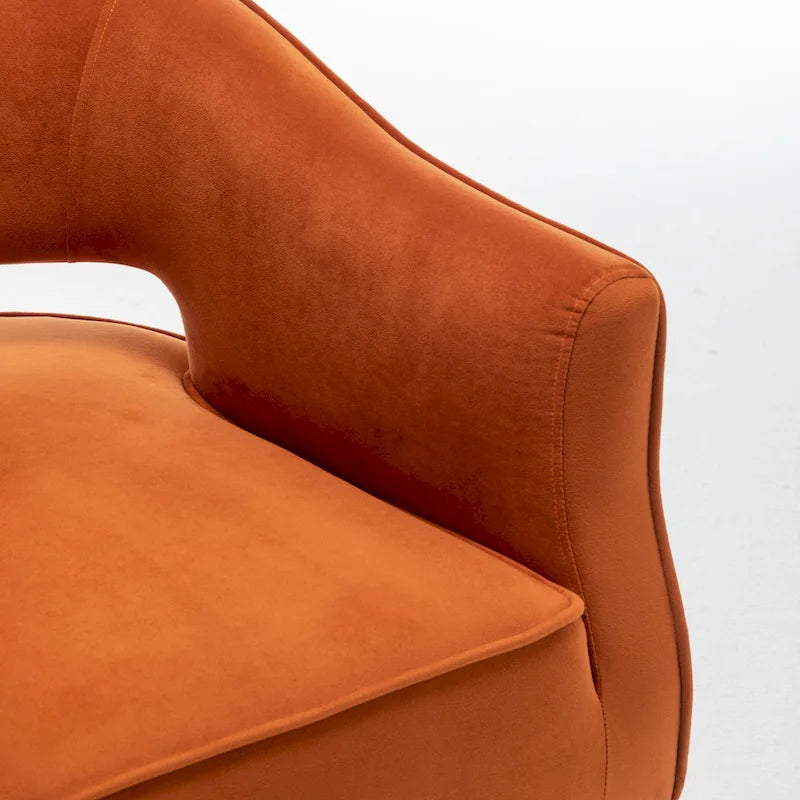 Modern Velvet Accent Arm Vanity Chair with Wingback Design & Gold Legs