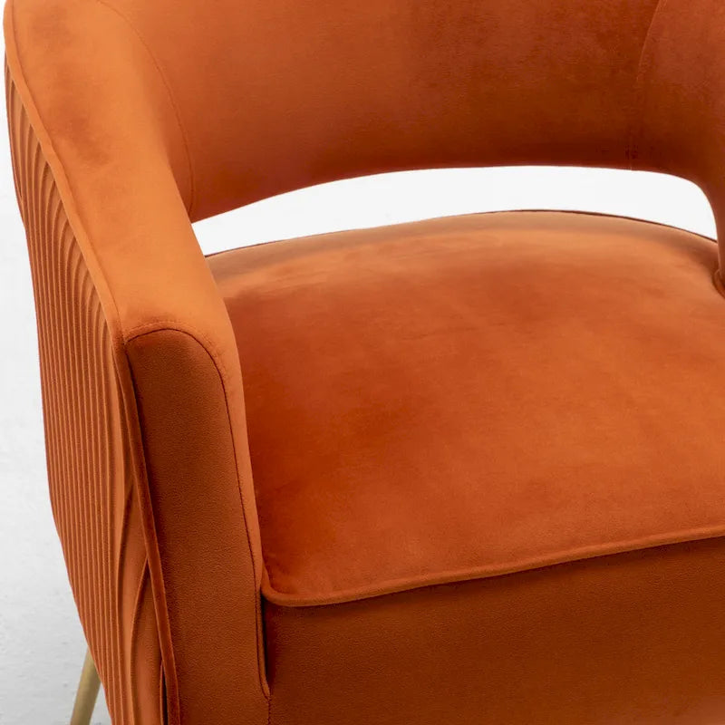 Modern Velvet Accent Arm Vanity Chair with Wingback Design & Gold Legs