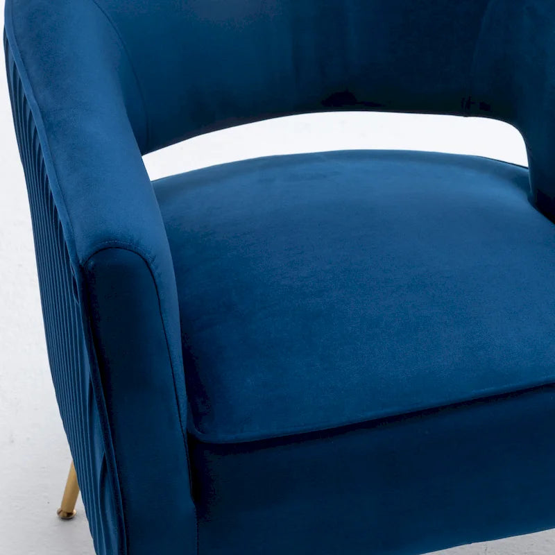 Modern Velvet Accent Arm Vanity Chair with Wingback Design & Gold Legs