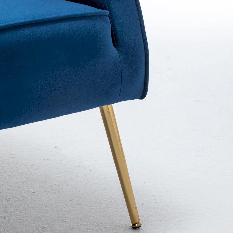 Modern Velvet Accent Arm Vanity Chair with Wingback Design & Gold Legs