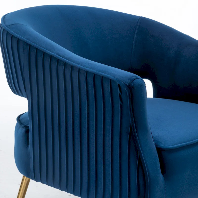 Modern Velvet Accent Arm Vanity Chair with Wingback Design & Gold Legs