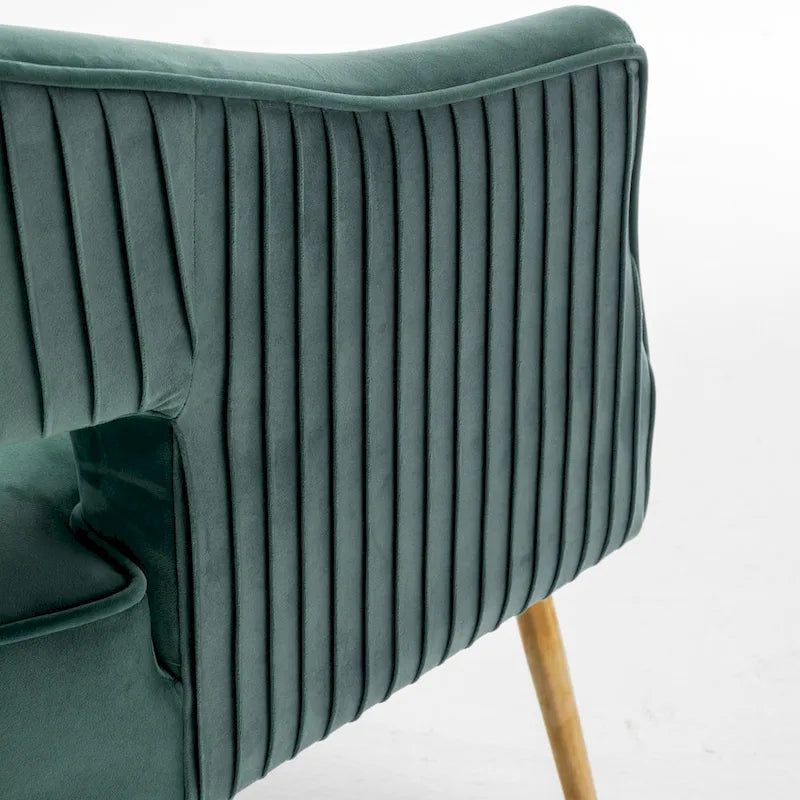 Modern Velvet Accent Arm Vanity Chair with Wingback Design & Gold Legs