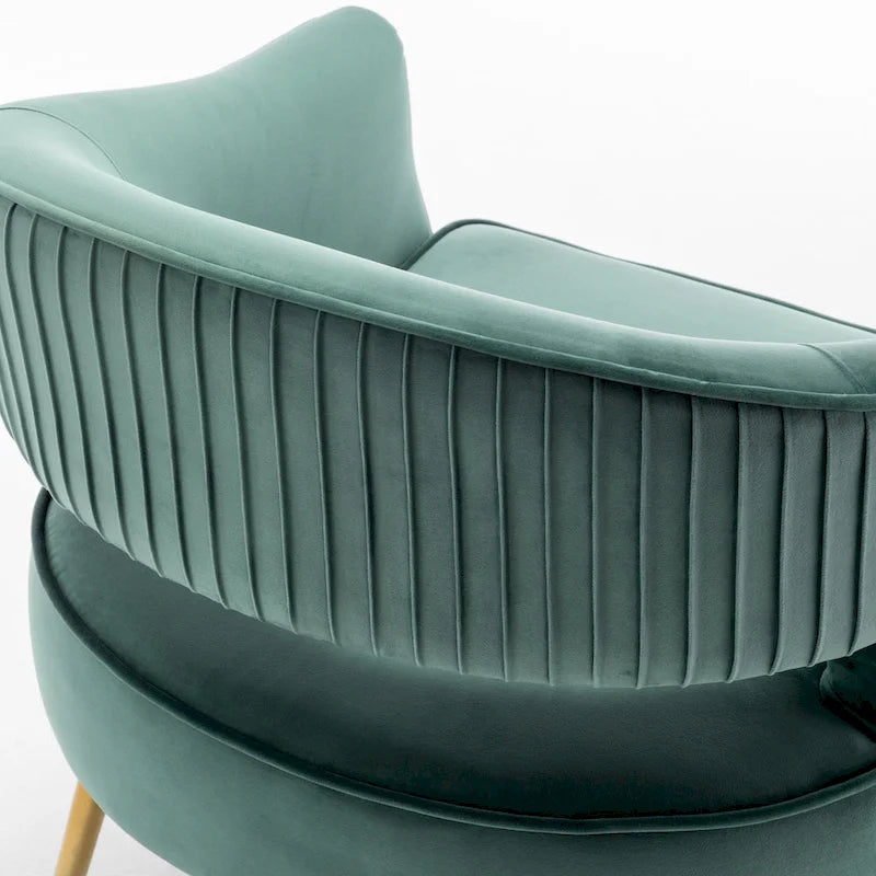Modern Velvet Accent Arm Vanity Chair with Wingback Design & Gold Legs