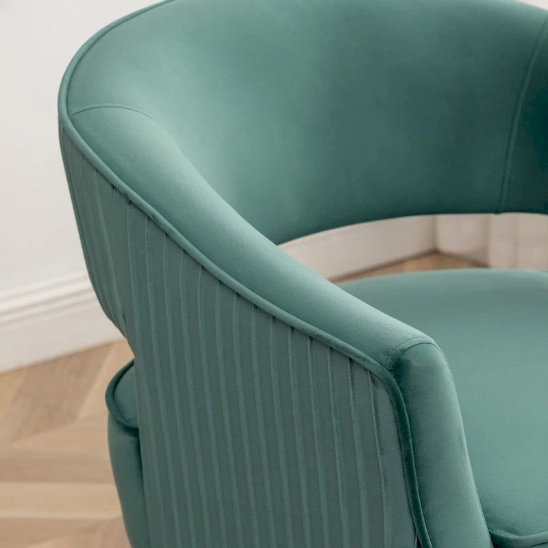 Modern Velvet Accent Arm Vanity Chair with Wingback Design & Gold Legs