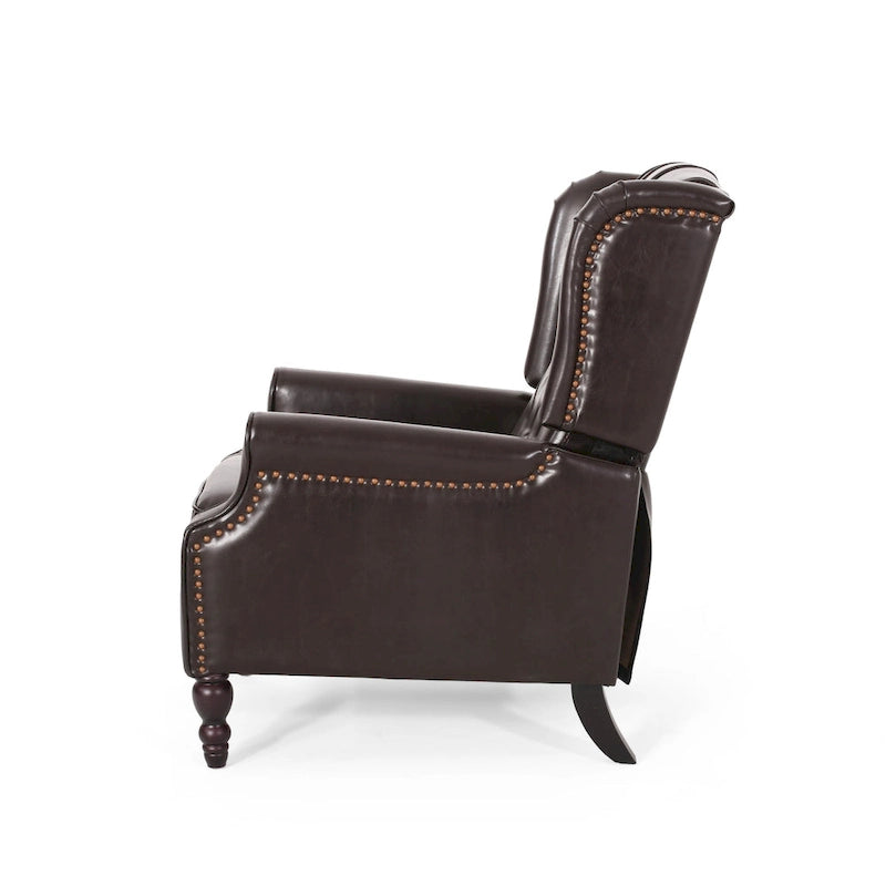 Walter Classic Tufted Bonded Leather Recliner Set (2-Piece) with Nailhead Trim by Christopher Knight Home