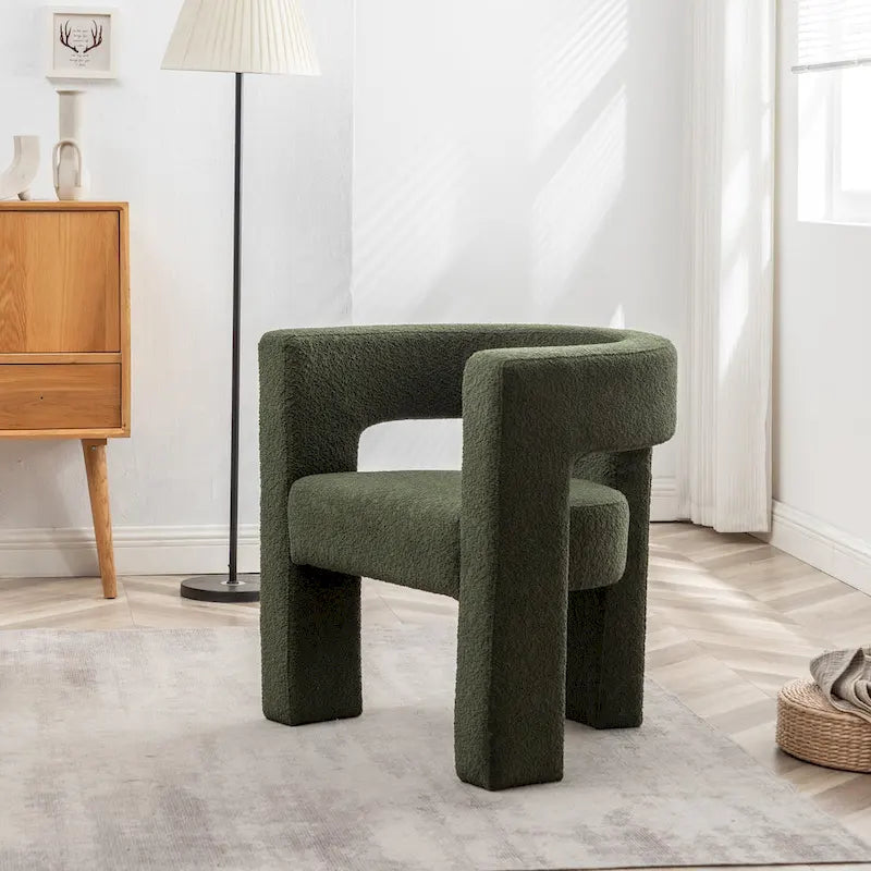 KINWELL 28 Wide Boucle Upholstered Square Armchair