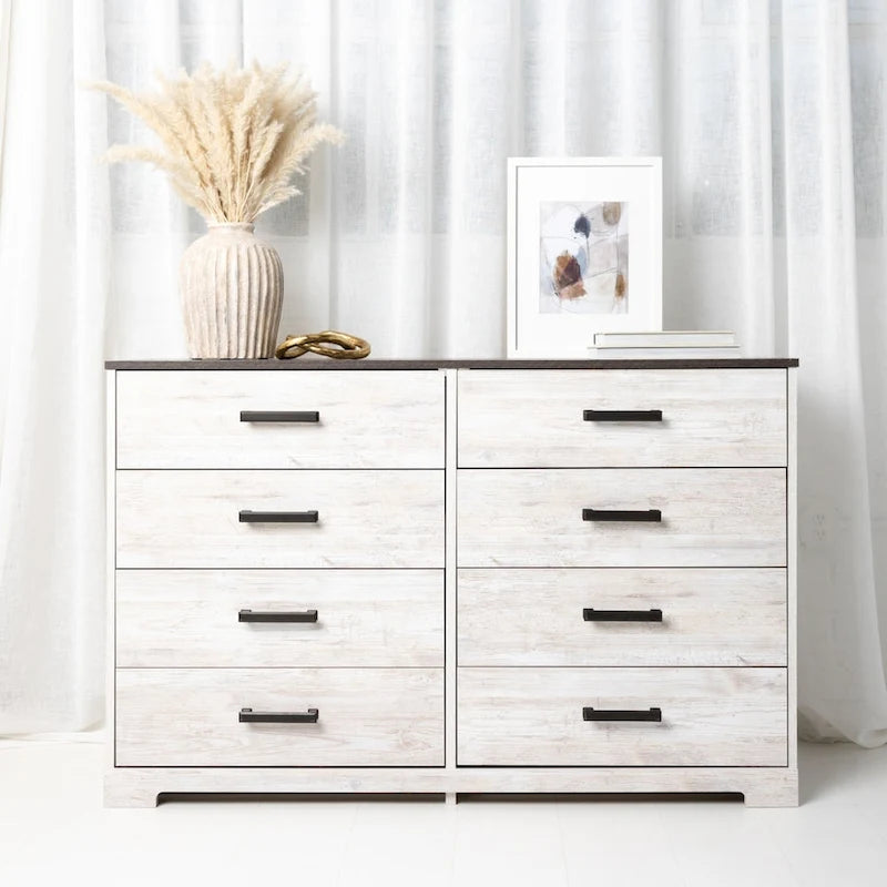 Contrasting Woodgrain Chest of Drawers with Multi-Tone Finish & Ample Storage
