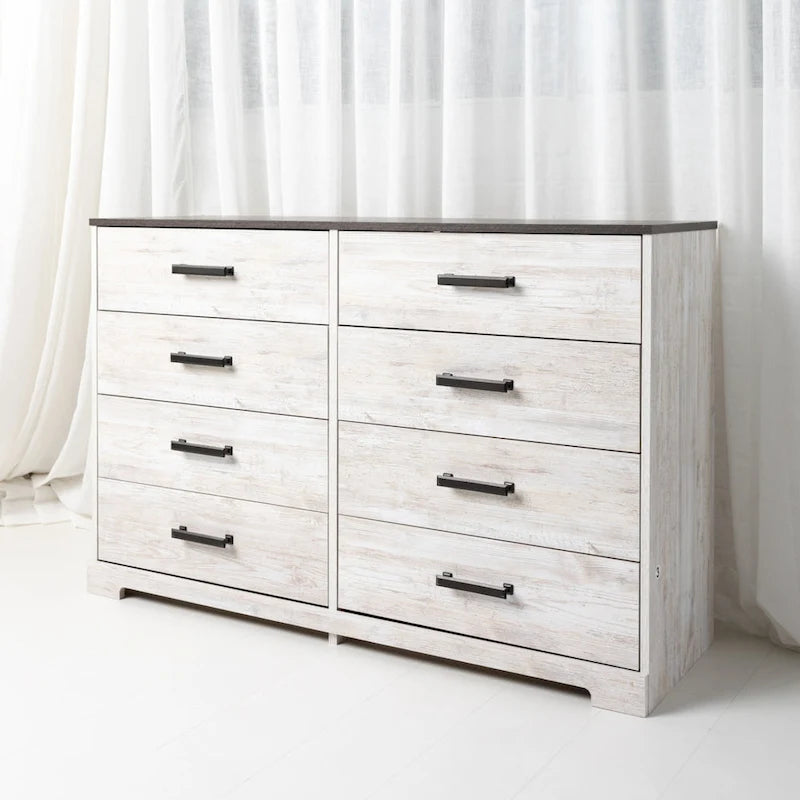 Contrasting Woodgrain Chest of Drawers with Multi-Tone Finish & Ample Storage