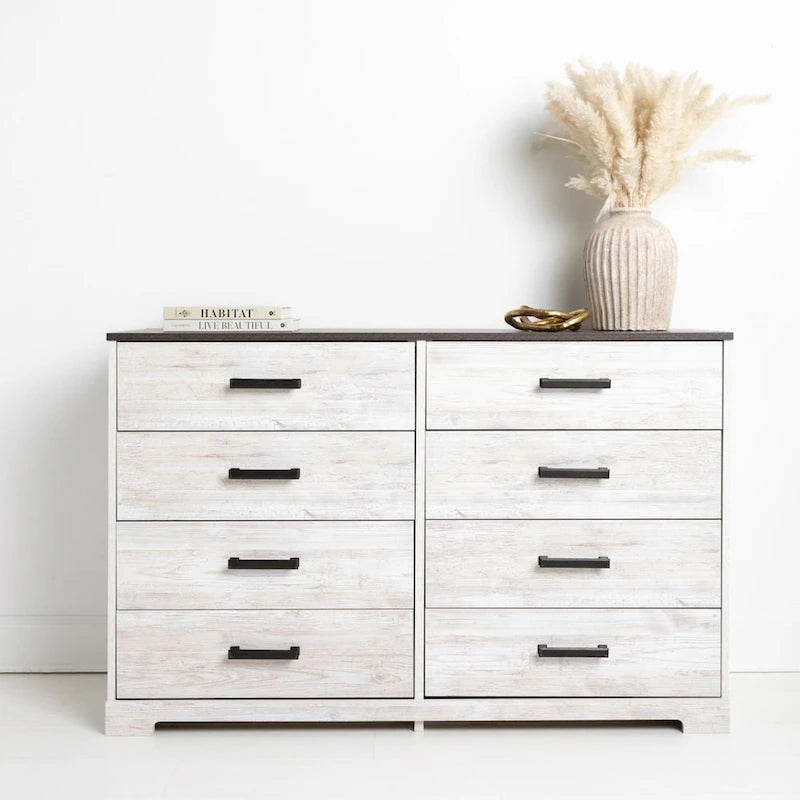 Contrasting Woodgrain Chest of Drawers with Multi-Tone Finish & Ample Storage