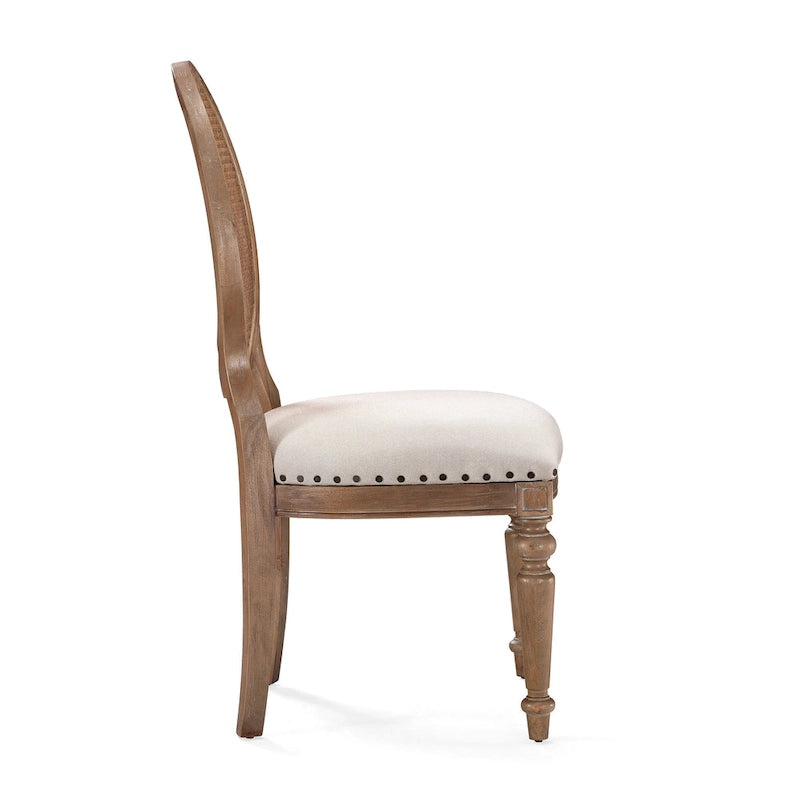 Oak Cane Back Dining Chairs with Upholstered Seat & Natural Wood Frame