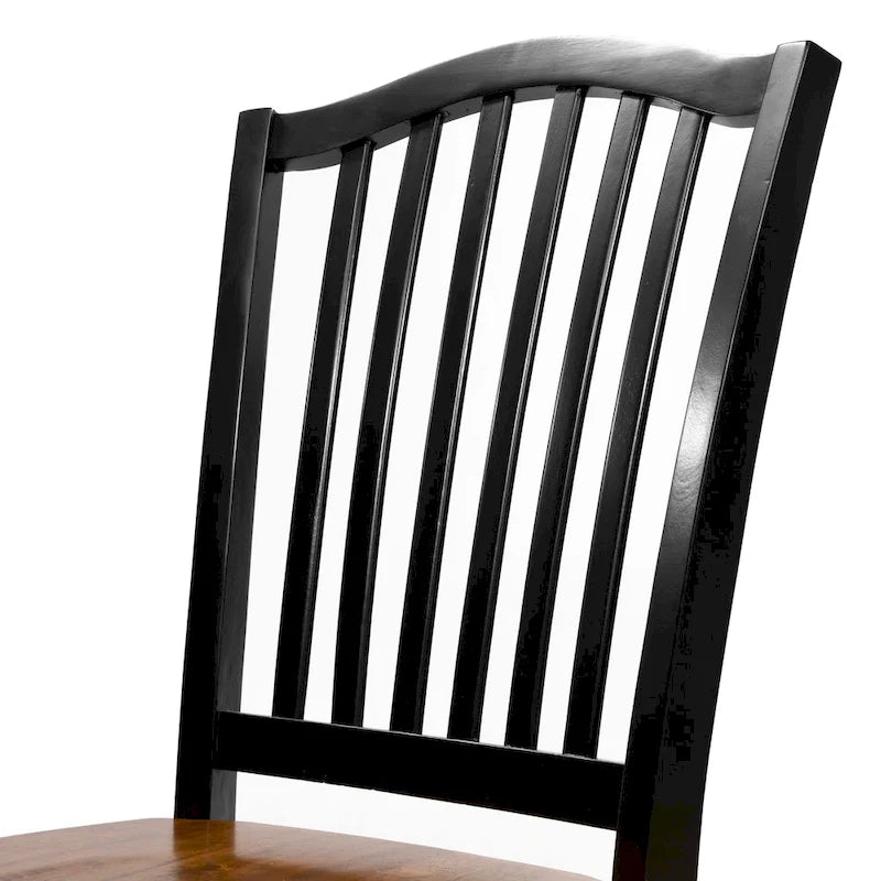 Farmhouse Black Slatted Wood Dining Chair with Solid Frame & Easy Assembly