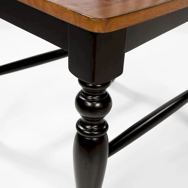 Farmhouse Black Slatted Wood Dining Chair with Solid Frame & Easy Assembly