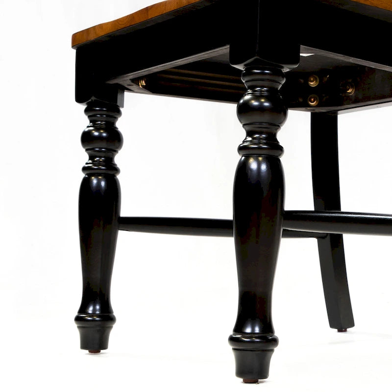 Farmhouse Black Slatted Wood Dining Chair with Solid Frame & Easy Assembly