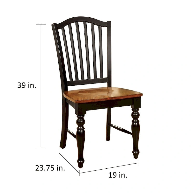 Farmhouse Black Slatted Wood Dining Chair with Solid Frame & Easy Assembly