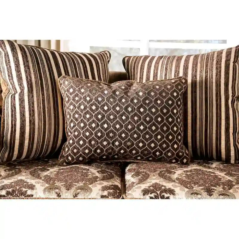 Pora Traditional Brown Chenille Upholstered Rolled Arms Sofa by Furniture of America