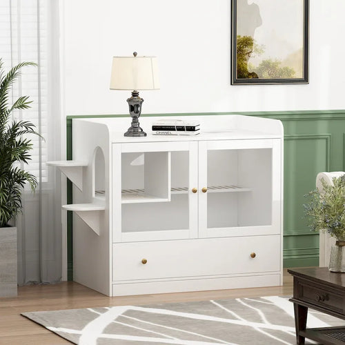 40 Cat-Friendly Litter Box Enclosure with Storage Bookcase Cabinet