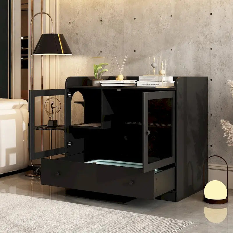 40 Cat-Friendly Litter Box Enclosure with Storage Bookcase Cabinet
