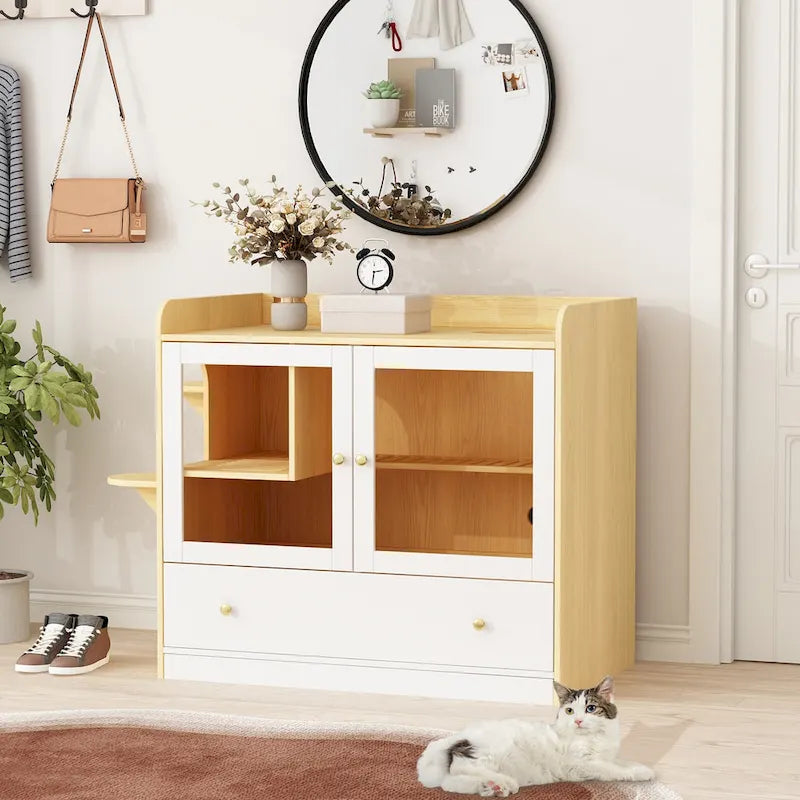 40 Cat-Friendly Litter Box Enclosure with Storage Bookcase Cabinet