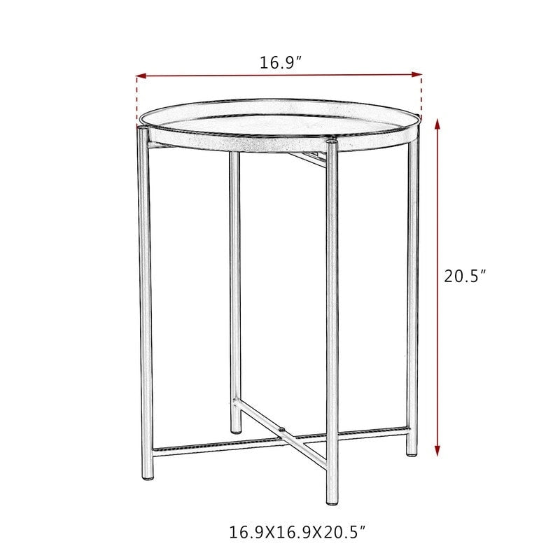 Adeco Gold End Table Metal Waterproof Snack Beside Table Accent Coffee Table - 16.9(D)x 16.9(W)x 20.5(H)