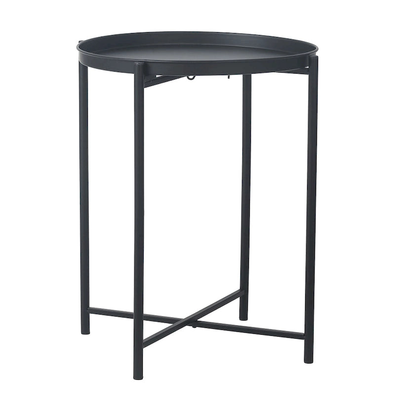 Adeco Gold End Table Metal Waterproof Snack Beside Table Accent Coffee Table - 16.9(D)x 16.9(W)x 20.5(H)