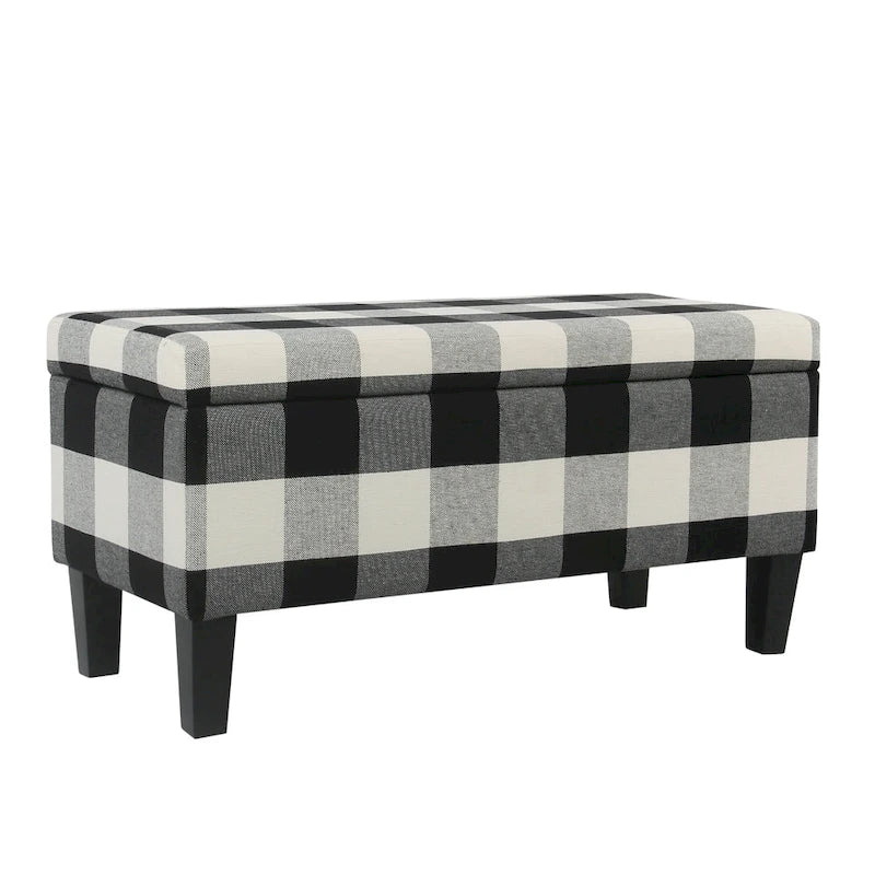 Decorative Upholstered Storage Bench with Tufted Top & Solid Wood Legs