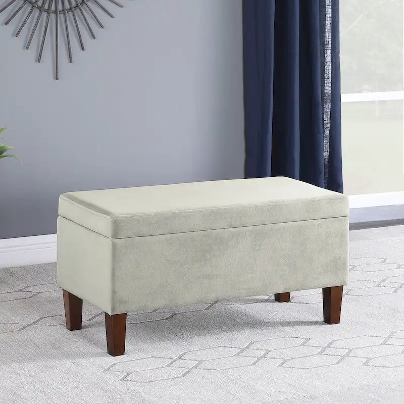 Decorative Upholstered Storage Bench with Tufted Top & Solid Wood Legs