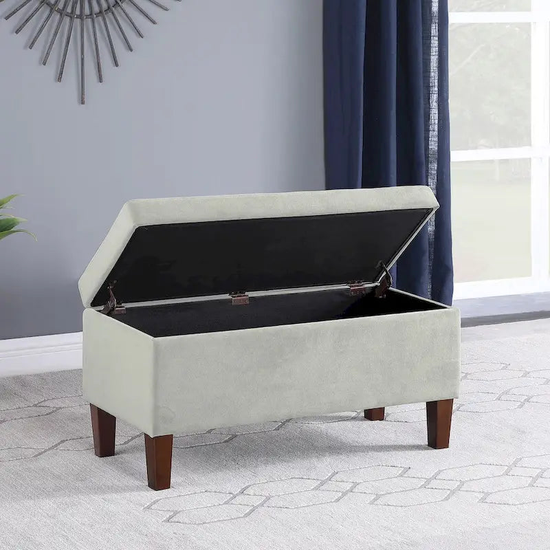 Decorative Upholstered Storage Bench with Tufted Top & Solid Wood Legs