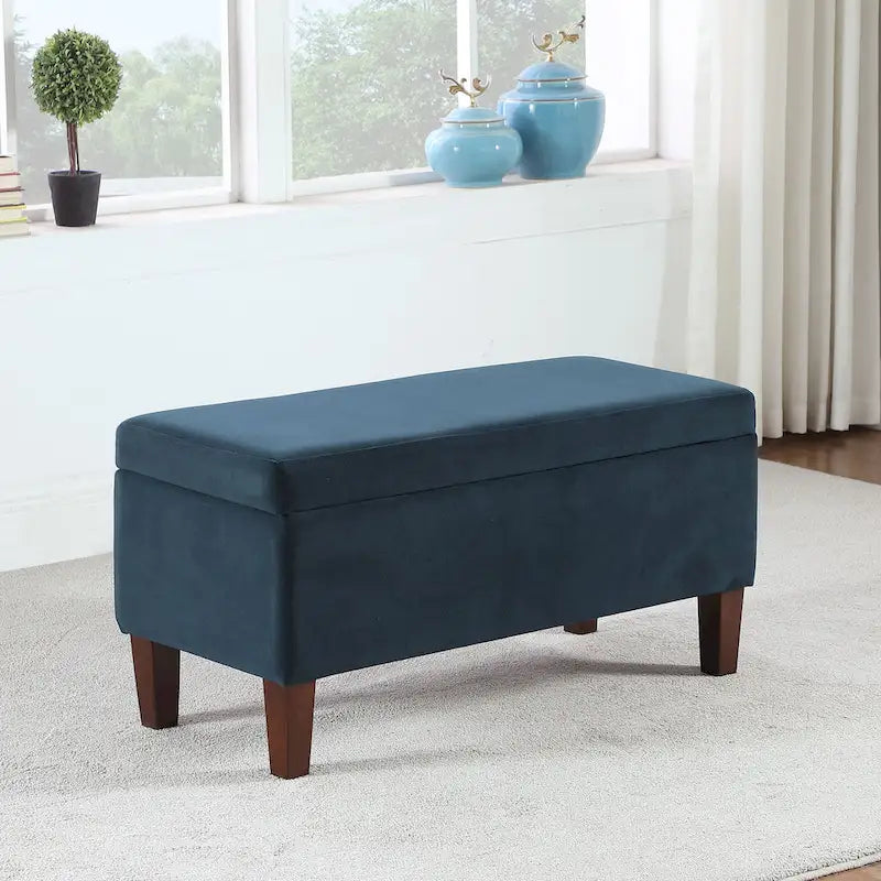 Decorative Upholstered Storage Bench with Tufted Top & Solid Wood Legs