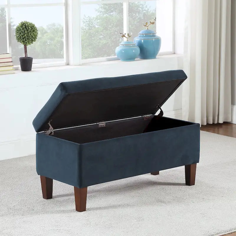 Decorative Upholstered Storage Bench with Tufted Top & Solid Wood Legs