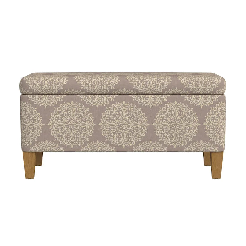 Decorative Upholstered Storage Bench with Tufted Top & Solid Wood Legs