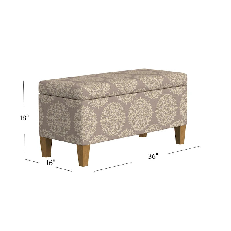 Decorative Upholstered Storage Bench with Tufted Top & Solid Wood Legs