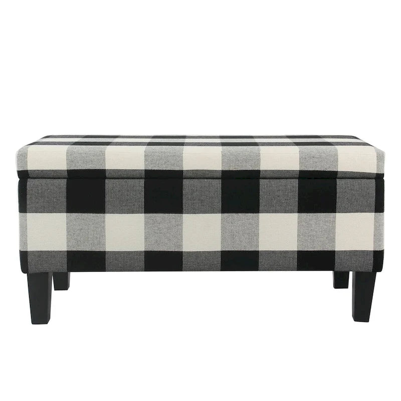 Decorative Upholstered Storage Bench with Tufted Top & Solid Wood Legs