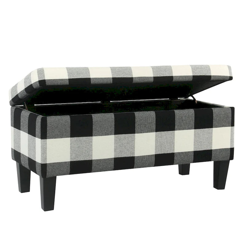 Decorative Upholstered Storage Bench with Tufted Top & Solid Wood Legs