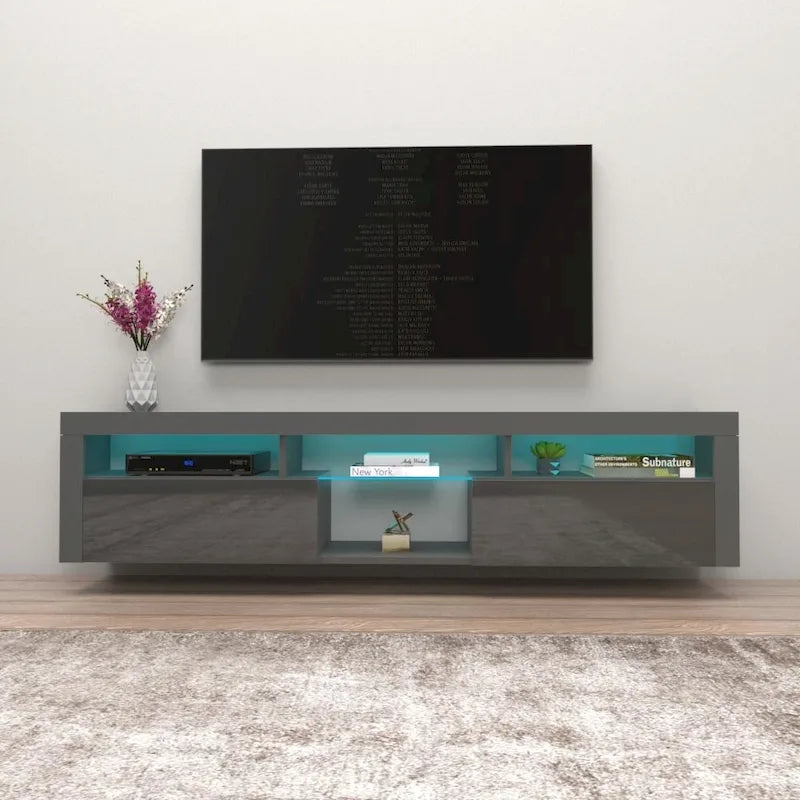 Bari 200 Wall Mounted Floating 79 TV Stand with 16 Color LEDs