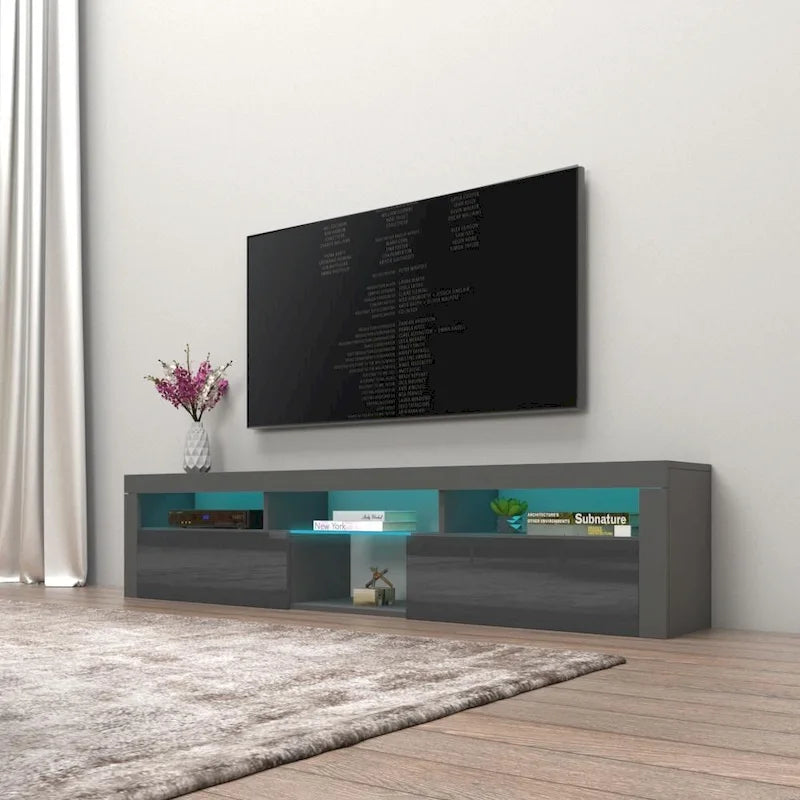 Bari 200 Wall Mounted Floating 79 TV Stand with 16 Color LEDs