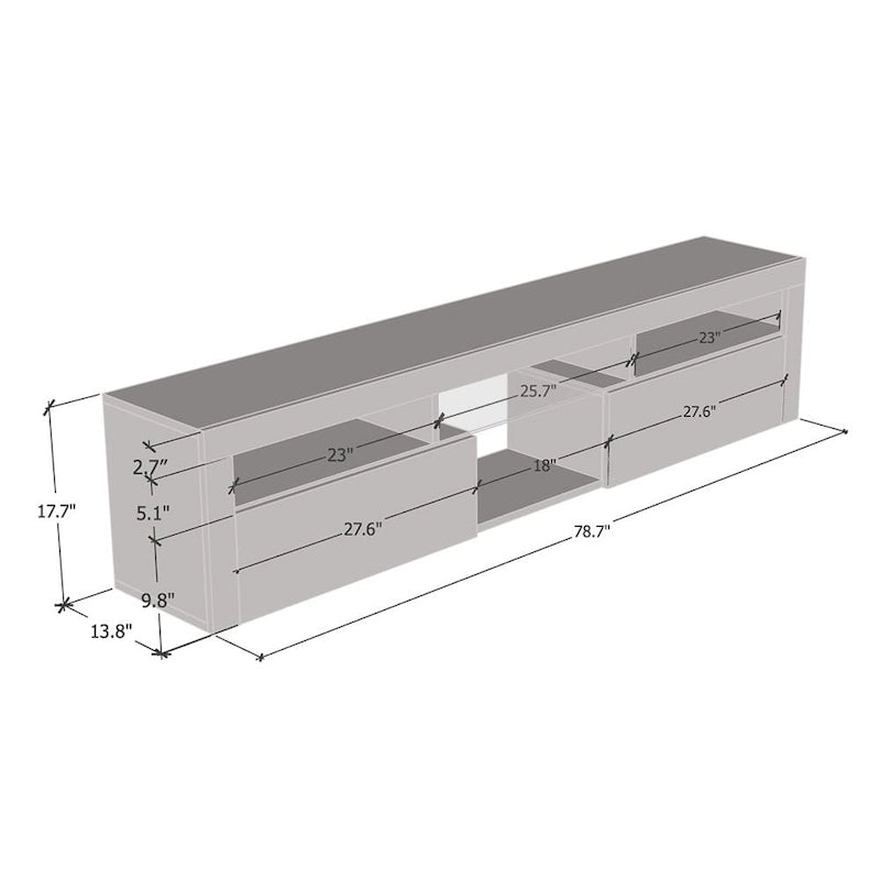 Bari 200 Wall Mounted Floating 79 TV Stand with 16 Color LEDs