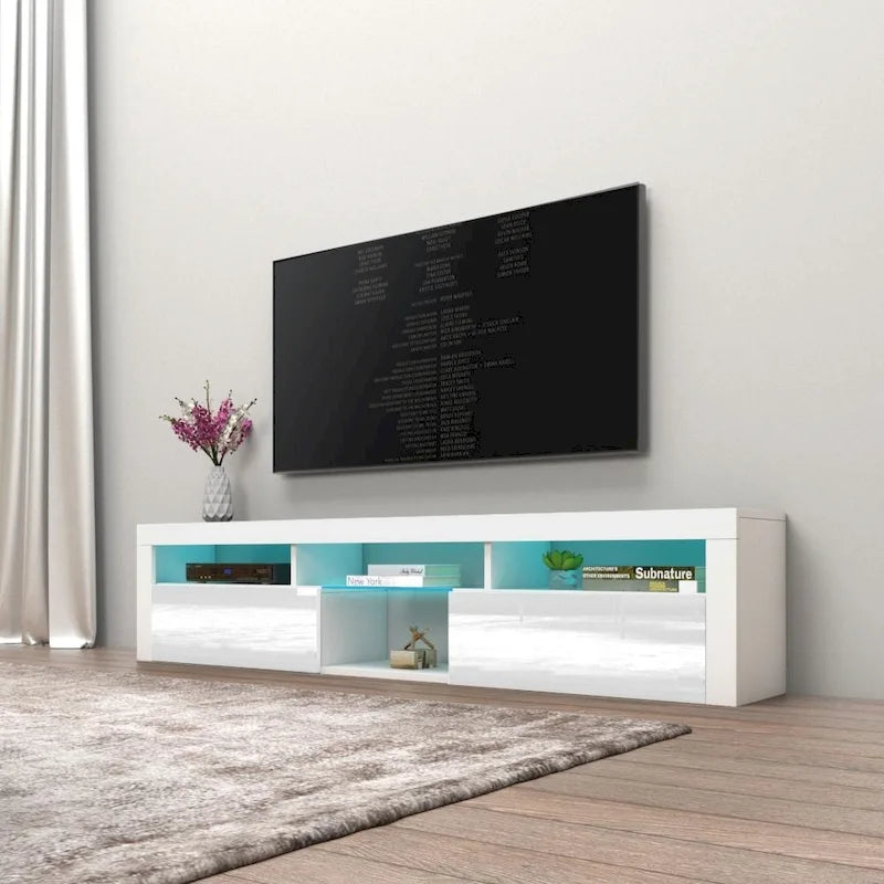 Bari 200 Wall Mounted Floating 79 TV Stand with 16 Color LEDs