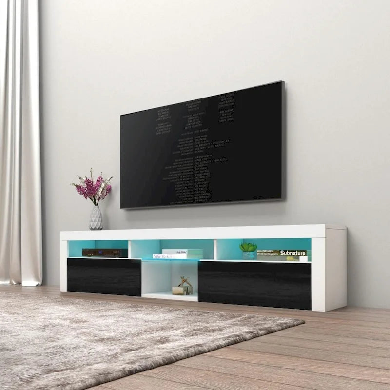 Bari 200 Wall Mounted Floating 79 TV Stand with 16 Color LEDs